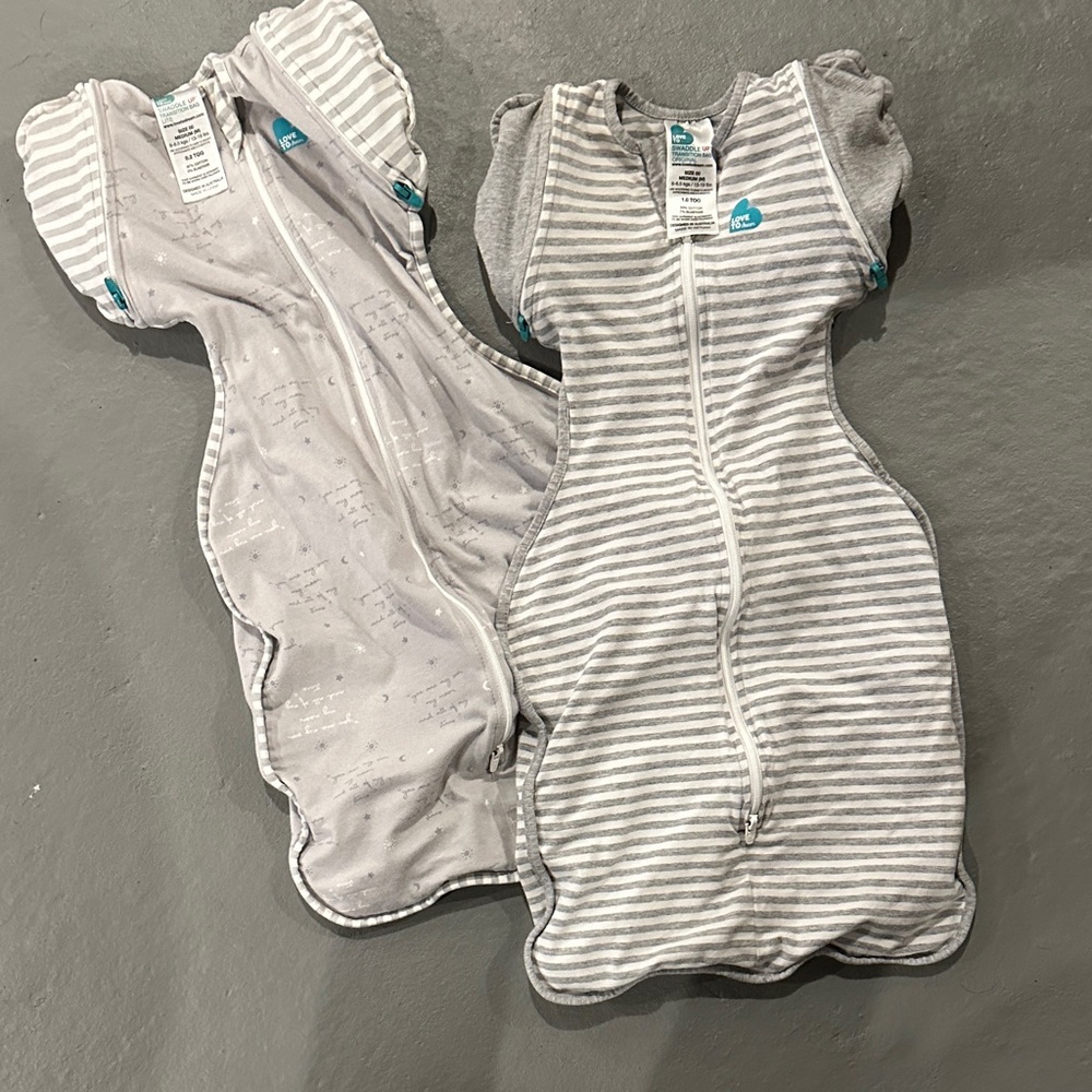 Love to Dream Gray and White Striped Sleep Sacks